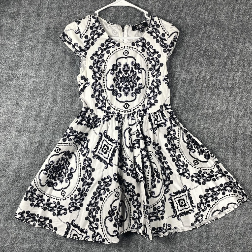 LuLus Dress Girls M White Short Sleeve Cap Sleeve Abstract‎ Coastal Luxury Cute